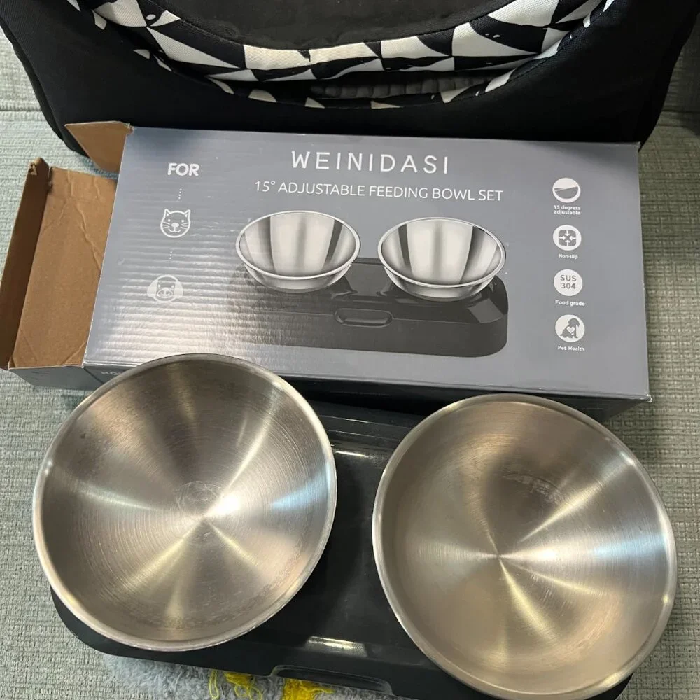 Cat house/bed reversible Accessory Bundle - Elevated cat Bowls stainless steel